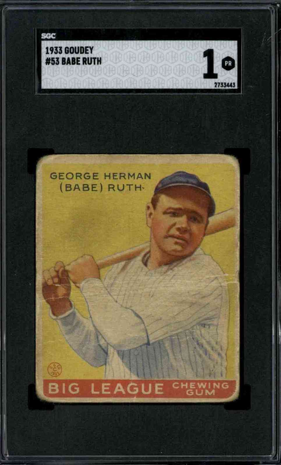 1933 Goudey #53 Babe Ruth - SGC 1