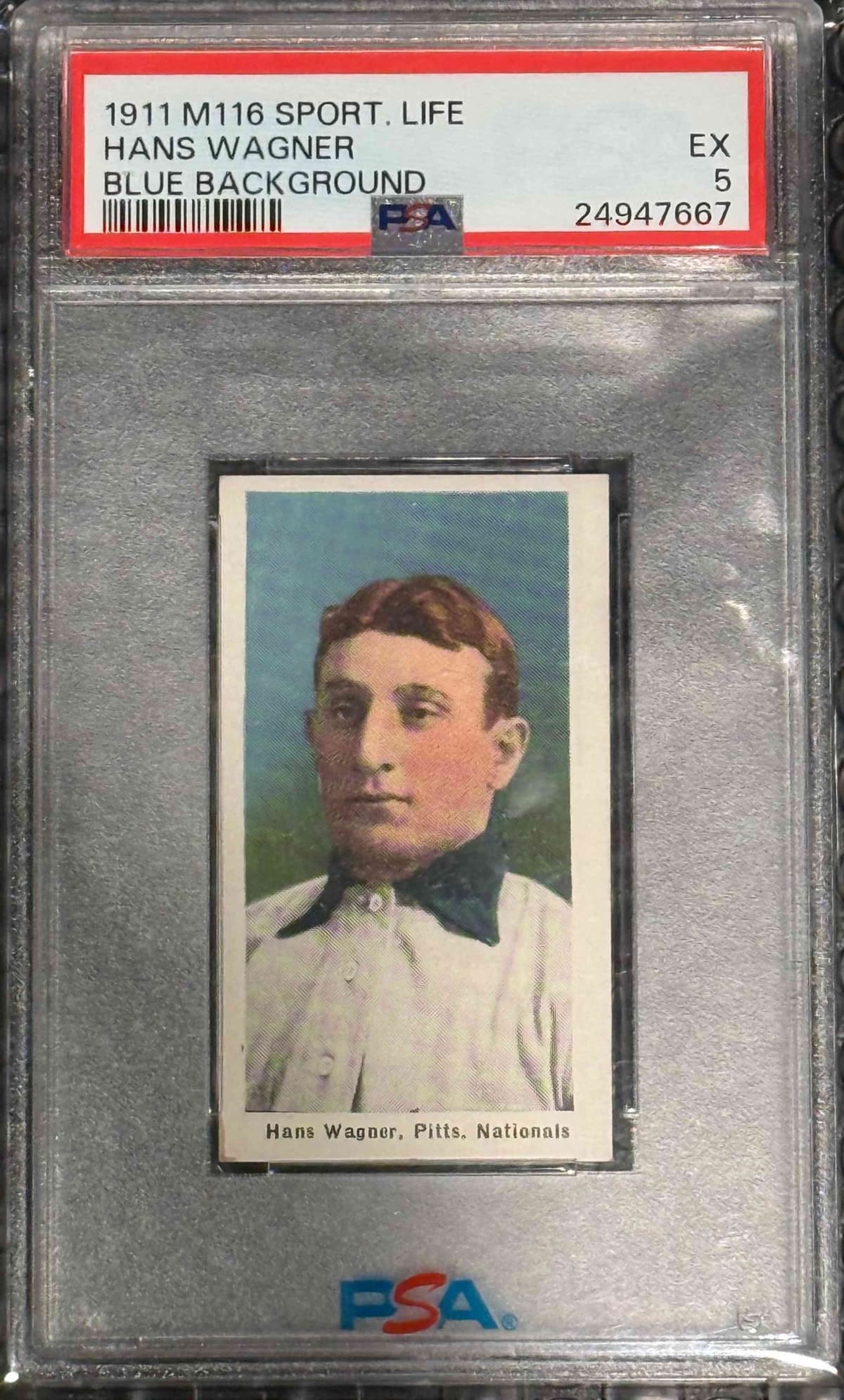 1910 M116 Sporting Life Honus Wagner (Blue Background)